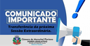 Por motivo de luto, Sessão Extraordinária é adiada para esta quinta-feira às 8h30min