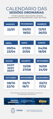 Agenda das Sessões
