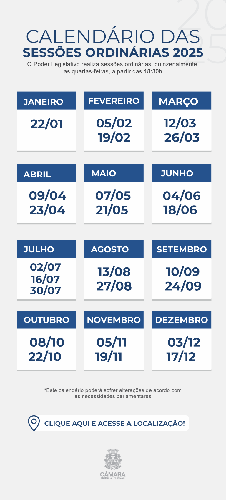 Agenda das Sessões