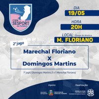Marechal Floriano sediará 2° Jogo da Copa SESPORT de Futebol