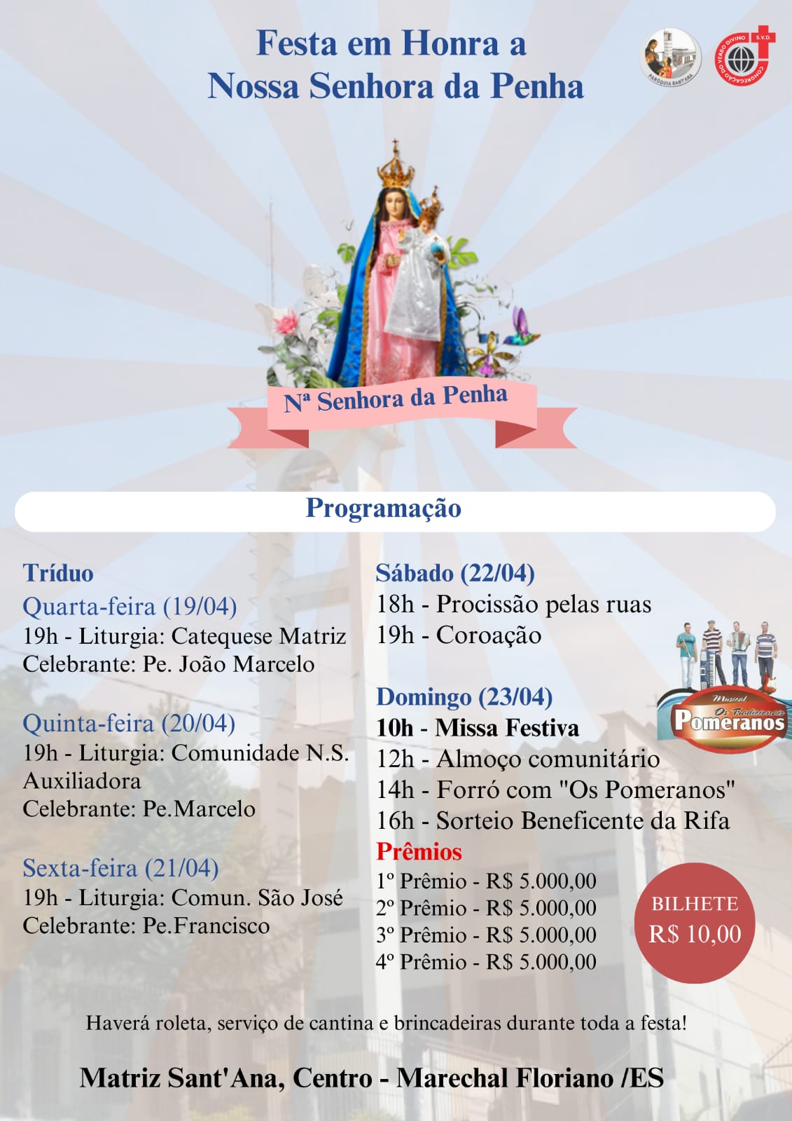 Semana marcada por celebrações em Honra a Nossa Senhora da Penha em Marechal Floriano