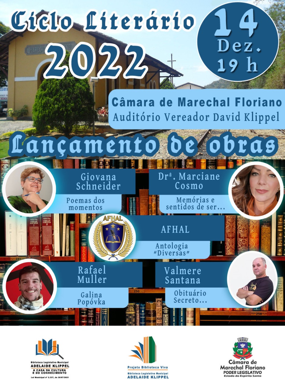 Câmara Municipal de Marechal Floriano promove Ciclo Literário 2022